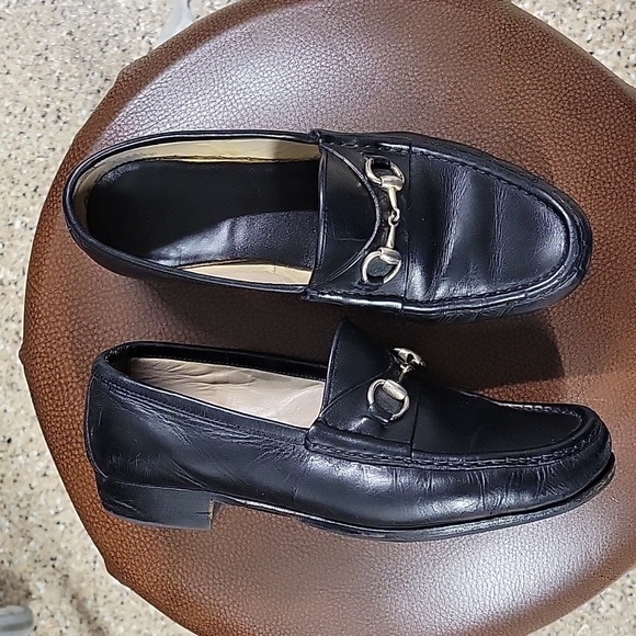 Gucci Shoes Vintage Gucci Loafers 055 Black Leather Size Womens 37